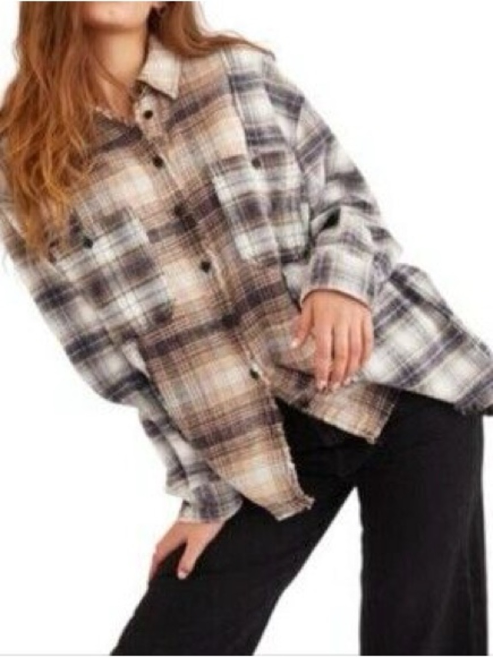 BDG Urban Outfitters Kaden Mixed Plaid Patch Flannel Shirt distressed Relaxed XS